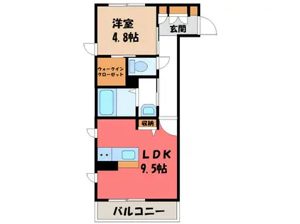 カームリバー(1LDK/2階)の間取り写真