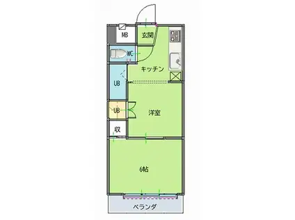 アルファマンション(1DK/2階)の間取り写真