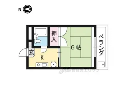 コーポゆたかⅡ(1K/2階)の間取り写真