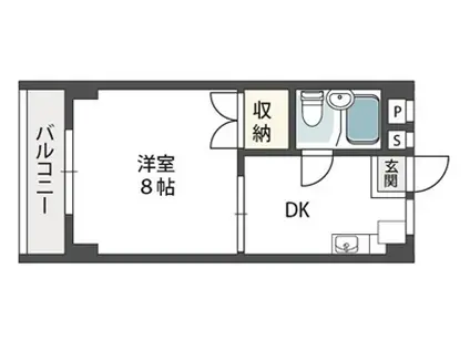 シャトー背戸口(1DK/5階)の間取り写真