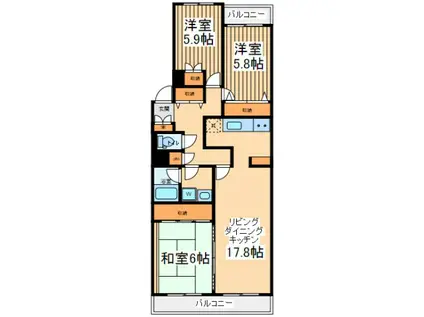 エルコミュープラス相模大野(3LDK/4階)の間取り写真