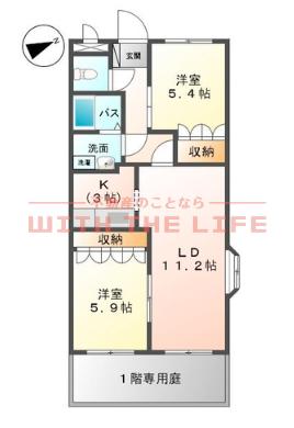 デュエール(2LDK/1階)の間取り写真