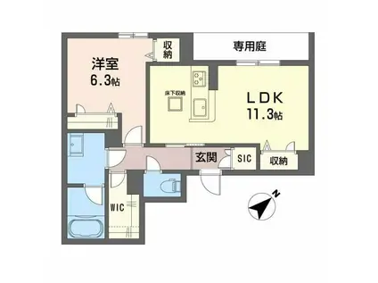 SHAMAISON MAUVEIN(1LDK/1階)の間取り写真