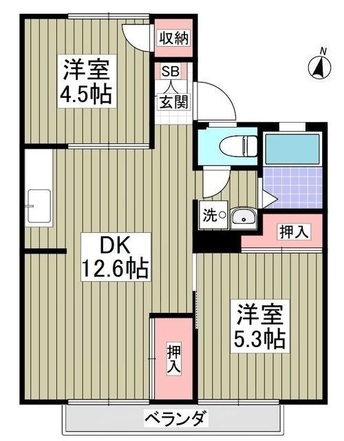 アネックス宮崎II番館(2LDK/2階)の間取り写真