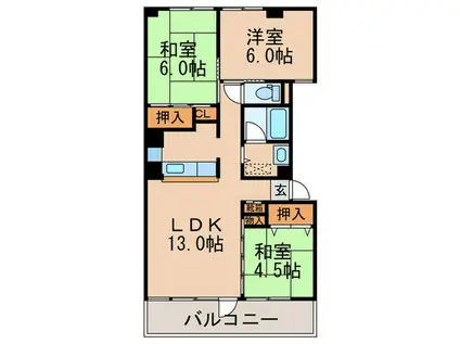 竹元ビル(3LDK/2階)の間取り写真