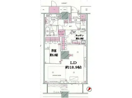 ザ・東京タワーズシータワー(1LDK/49階)の間取り写真