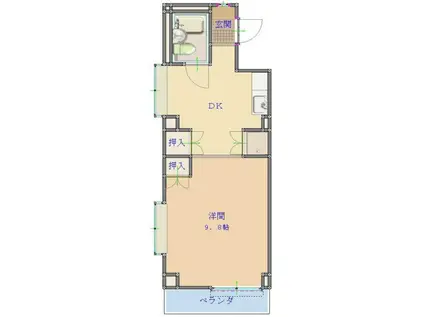 第二マルイビル(1DK/4階)の間取り写真