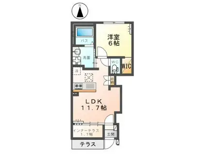 グラティア(1LDK/1階)の間取り写真