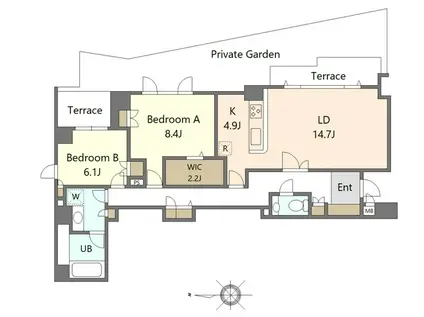 レジデンス青葉台(2LDK/1階)の間取り写真