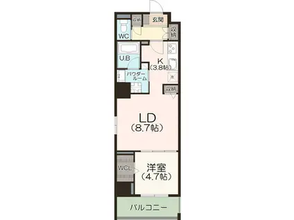 POLICUADRO TOWER I(1LDK/10階)の間取り写真