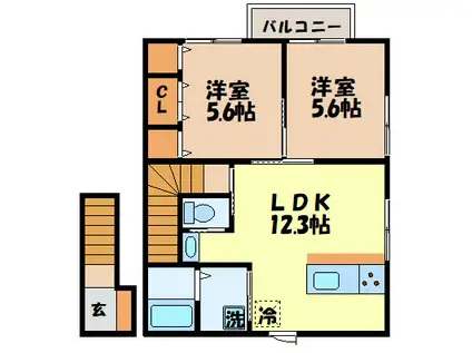 サニーヒルMASAKI(2LDK/1階)の間取り写真