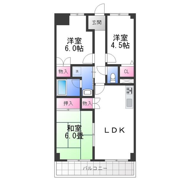 プローブ羽衣(3LDK/2階)の間取り写真