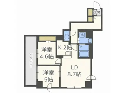 レジディア北2条イーストII(2LDK/4階)の間取り写真