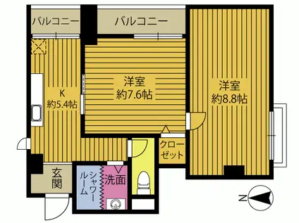 北浜ビル(2DK/4階)の間取り写真