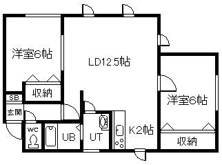 ラヴニール(2LDK/2階)の間取り写真