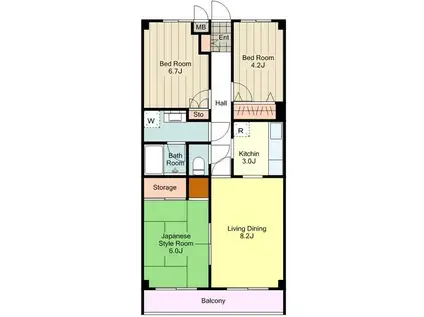 ニューリバーコート(3LDK/2階)の間取り写真