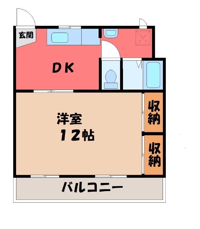 西町ハイツ 2号棟(1DK/1階)の間取り写真