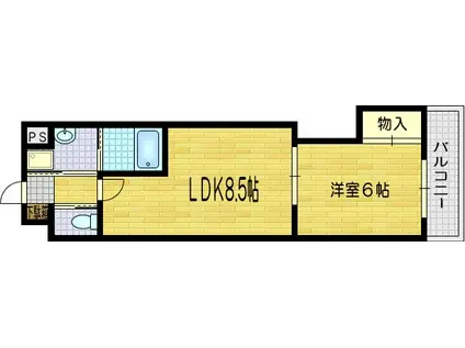 アドバンス京都西院パルティーレ(1LDK/2階)の間取り写真