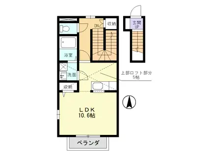 ロフト・ルース(ワンルーム/2階)の間取り写真