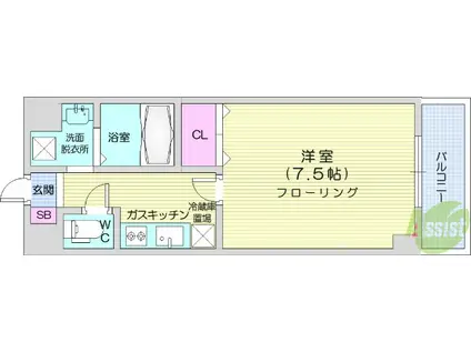 ブランシェ泉中央(1K/2階)の間取り写真