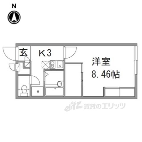 レオパレス かどや(1K/1階)の間取り写真