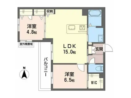 エスペランサ北田辺II(2LDK/4階)の間取り写真