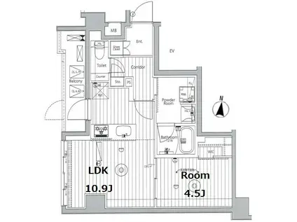 メイクス東向島II(1LDK/2階)の間取り写真