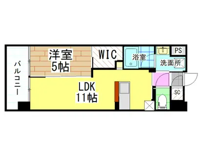 ハイネス槻田(1LDK/6階)の間取り写真