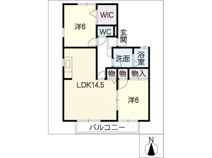 千波 西棟(2LDK/1階)の間取り写真