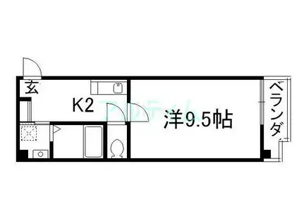 カーサヤマブン2(1K/10階)の間取り写真