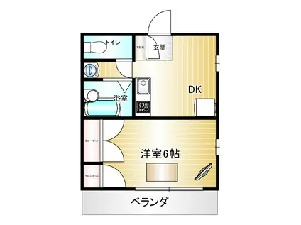 グレースコート24MK H棟(1DK/1階)の間取り写真