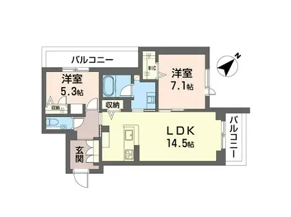 グランディール横濱台場(2LDK/3階)の間取り写真