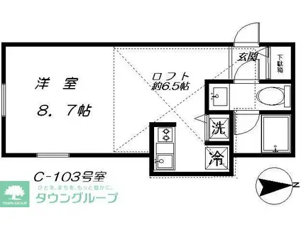 赤レンガの家(ワンルーム/1階)の間取り写真
