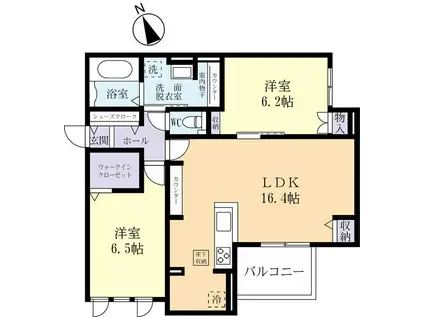 グランフォレスト流星台(2LDK/3階)の間取り写真