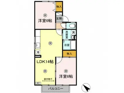 ディアコート八幡(3DK/2階)の間取り写真