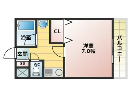 プロムナードみささぎ(1K/1階)の間取り写真