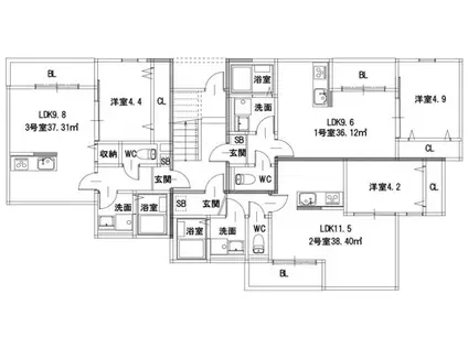 AYA SQUARE筑紫野2ND(1LDK/3階)の間取り写真
