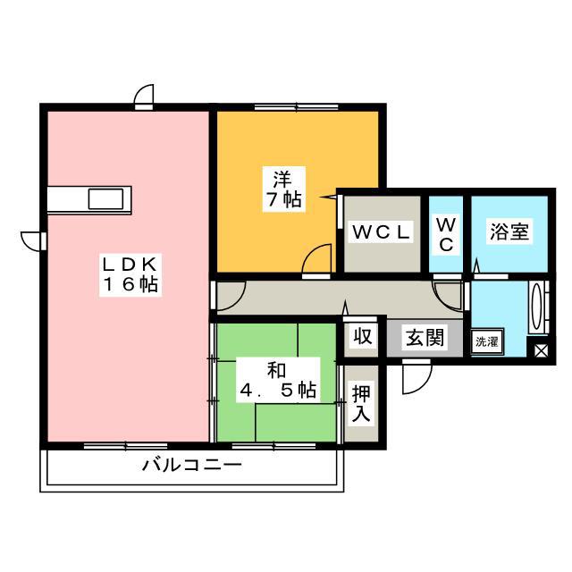 アイグラン・K(2LDK/1階)の間取り写真