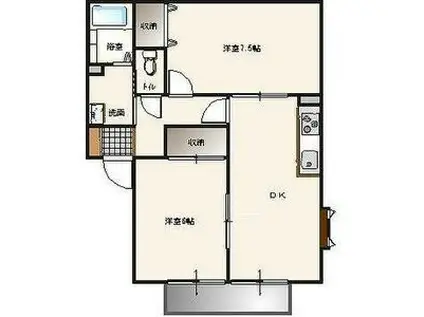 森子ハイツB棟(2DK/2階)の間取り写真