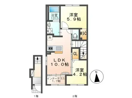 RAPA(2LDK/2階)の間取り写真