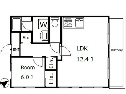 シャングリラ代々木(1LDK/2階)の間取り写真
