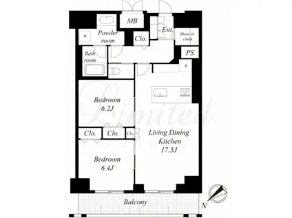 グランルクレ新栄ウエスト(2LDK/10階)の間取り写真