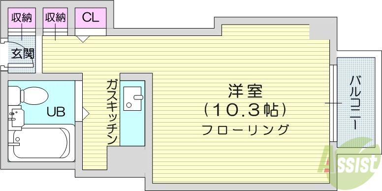 仙台錦町ハルヤマテラス(ワンルーム/7階)の間取り写真