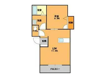 ブリリアントE(1LDK/1階)の間取り写真