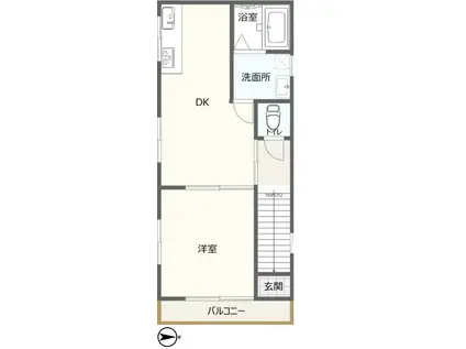 サンハウス(1DK/2階)の間取り写真