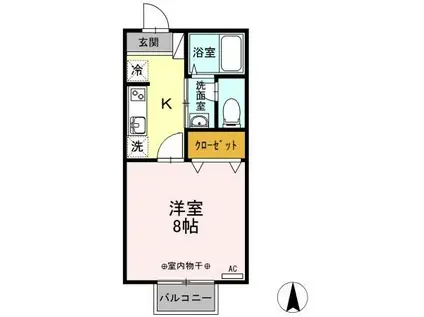 ジュネスシャトー(1K/2階)の間取り写真