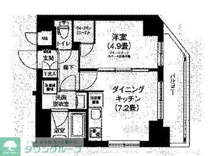 ティモーネグランデ町屋(1DK/4階)の間取り写真