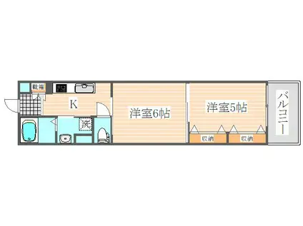 リファレンス箱崎(2K/2階)の間取り写真