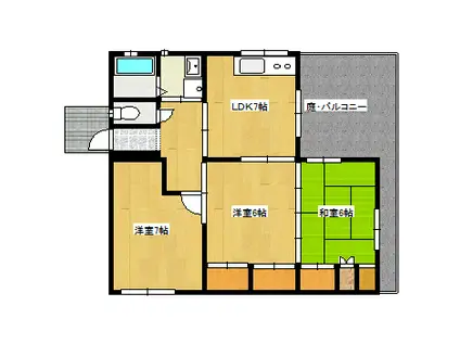 オリエントシティ仁川(3DK/1階)の間取り写真