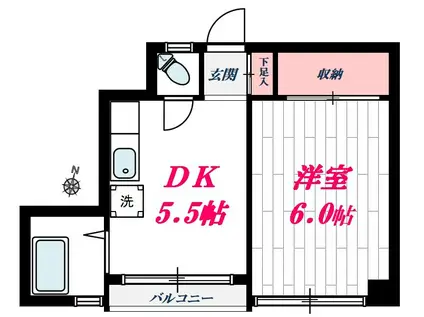 都立大学D1MB(1DK/3階)の間取り写真